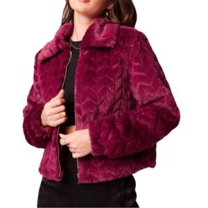Band of the free small faux fur hooded zip up jacket small new